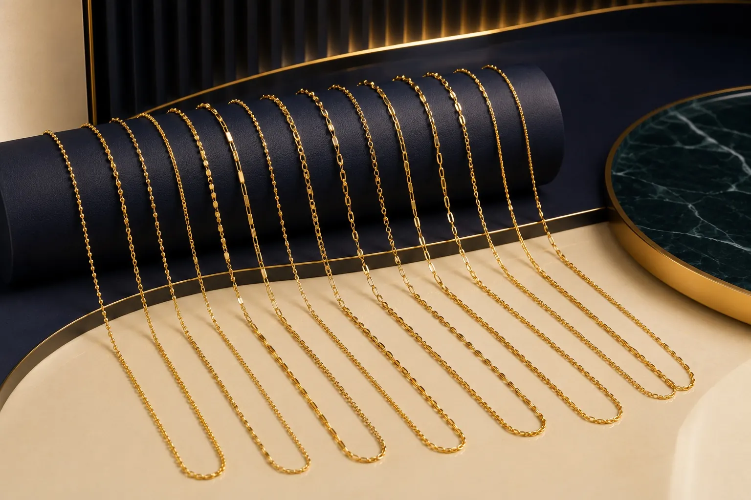 Lightweight gold chains